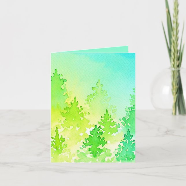 Árboles acuarelas Gracias Tarjeta (Anverso)