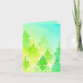 Árboles acuarelas Gracias Tarjeta