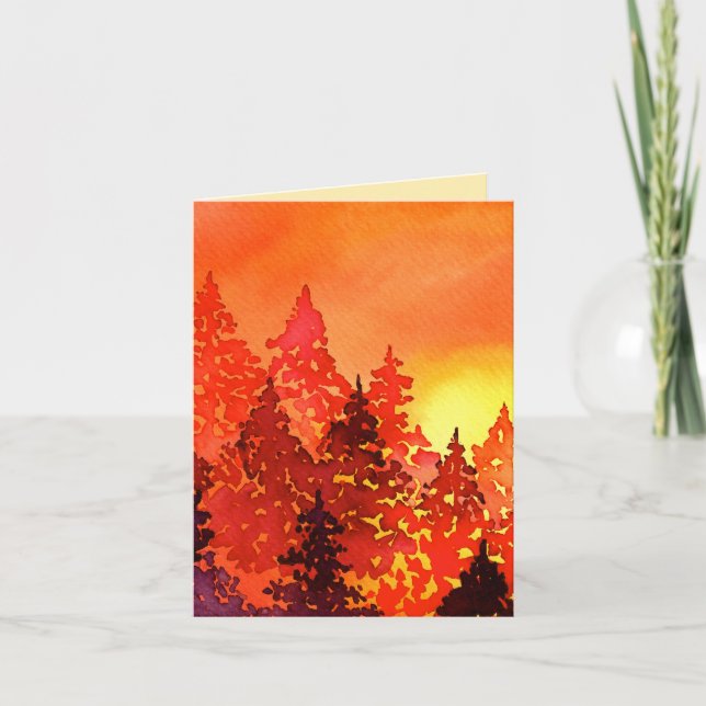 Árboles acuarelas Gracias Tarjeta (Anverso)