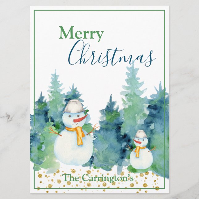 Árboles acuáticos de Snowman Feliz Navidad (Anverso)