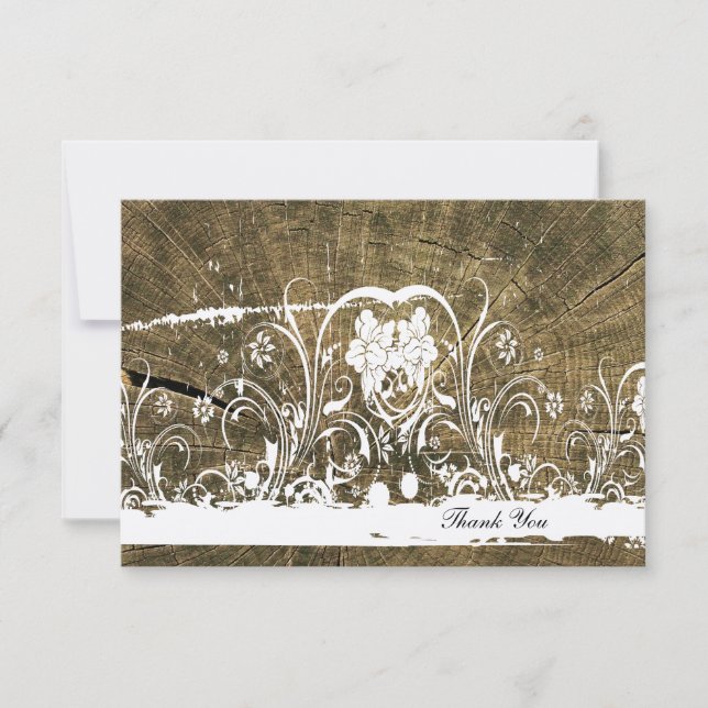 Árboles Anillos Shabby Lace notas de agradecimient (Anverso)