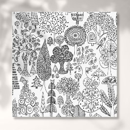 Árboles Arte Moderno en Blanco y Negro Dibujado a