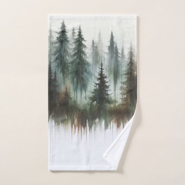 Árboles de acuarela, rusticidad salvaje (Toalla de mano)