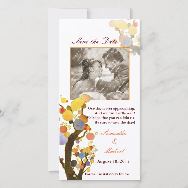 Árboles de amor: Salven tarjetas de fotos de fecha (Anverso)