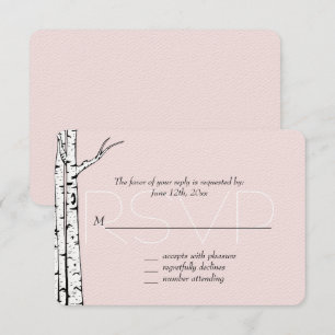 Árboles de aves blancas rosadas Boda RSVP