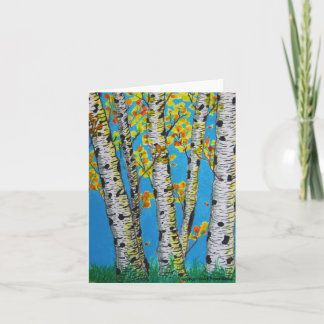 Árboles de aves en tarjetas de notas de otoño - Vi