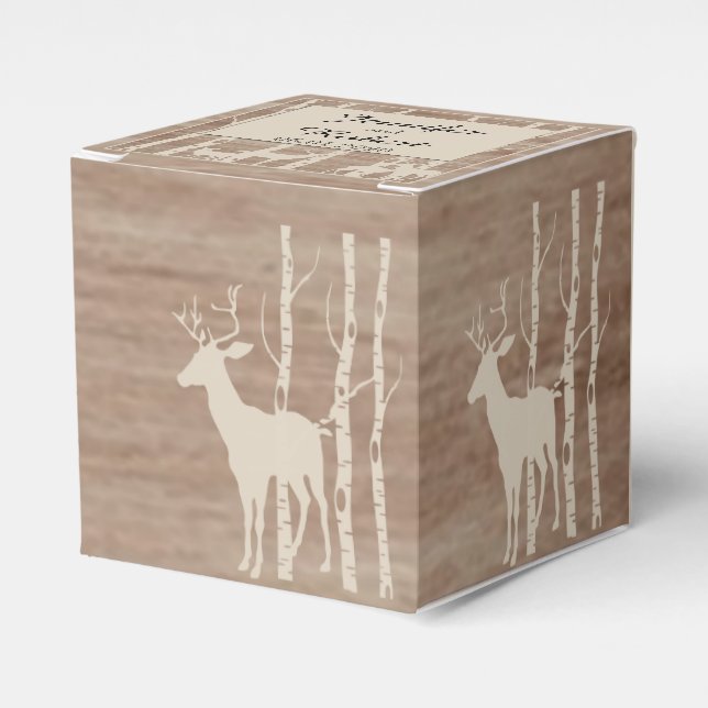 Árboles de Birch Rústicos y caja de favores de bod (Costado Anverso)