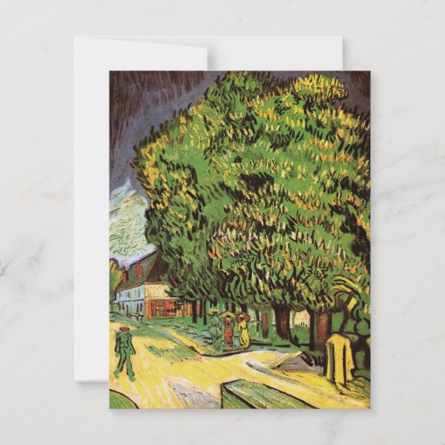 Árboles de castaño en flor por Vincent van Gogh (Anverso)