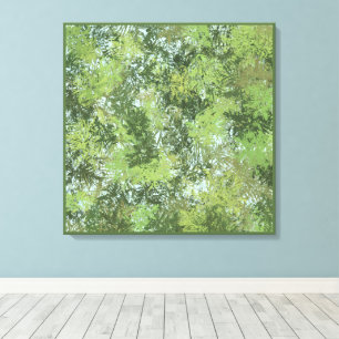 Árboles de hoja verde con cielo azul asomando arte