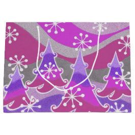 Árboles de invierno Bolsa de regalo púrpura grande