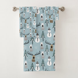 Árboles de invierno, ciervos, osos y hombres de ni