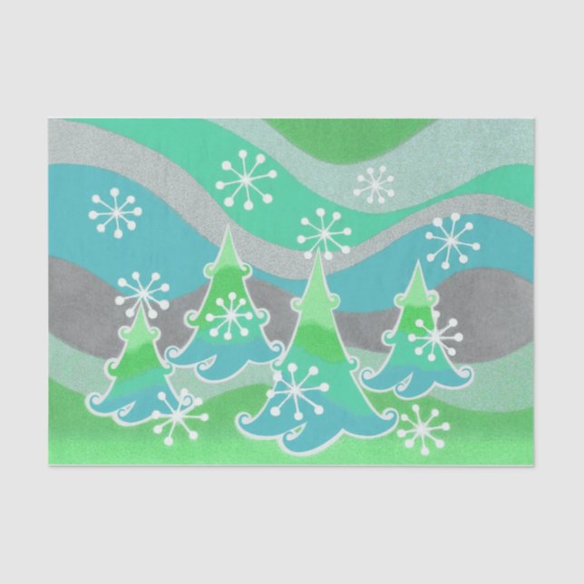 Árboles de invierno Papel de tejido verde (Anverso)