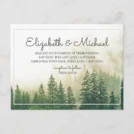 Árboles de invitación a bodas de pino forestal de