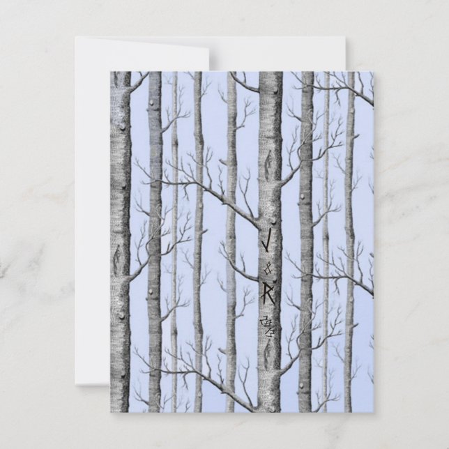 Árboles de invitación a la boda azul (Anverso)