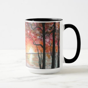 Árboles de la caída 15 onzas grande. Taza de caf
