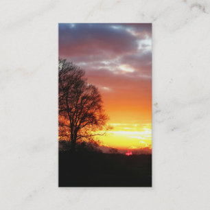 Árboles de la puesta del sol en tarjetas de visit