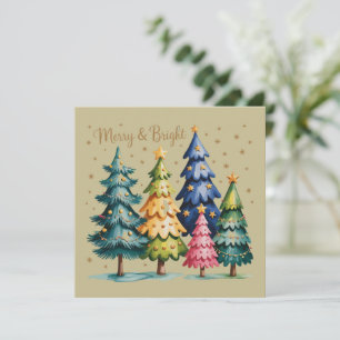 Árboles de Navidad acuarela Navidad árbol rosa