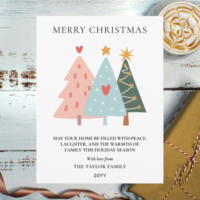 Árboles de Navidad al estilo escandinavo con paste (Soft Pastel Scandi-style Christmas Trees Holiday Postcard)