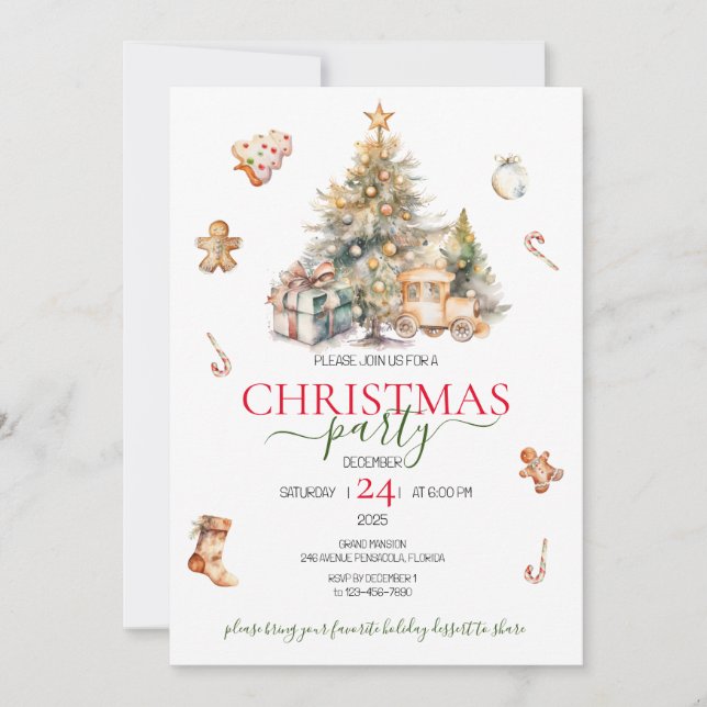 Árboles de Navidad Árboles de Fiesta Invitación (Anverso)