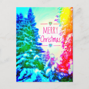 ÁRBOLES DE NAVIDAD ARCOÍRIS TARJETA POSTAL