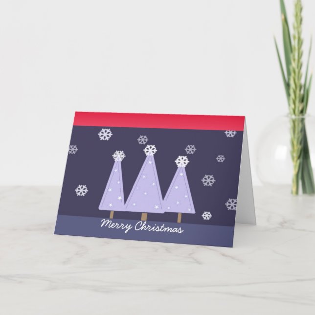 Árboles de Navidad azules en una noche nevada (Anverso)