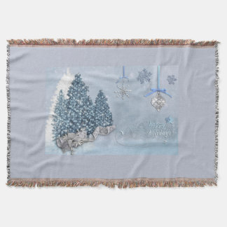 Arboles de Navidad azules lanza una manta de vacac