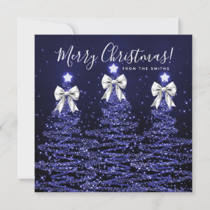 Árboles de Navidad azules navideños Saludo Plata