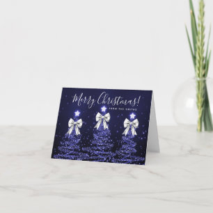 Árboles de Navidad azules navideños Saludo Platead