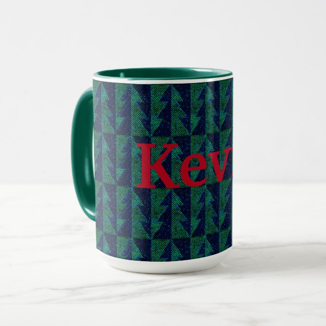 Árboles de Navidad azules y verdes. Taza (Anverso izquierdo)
