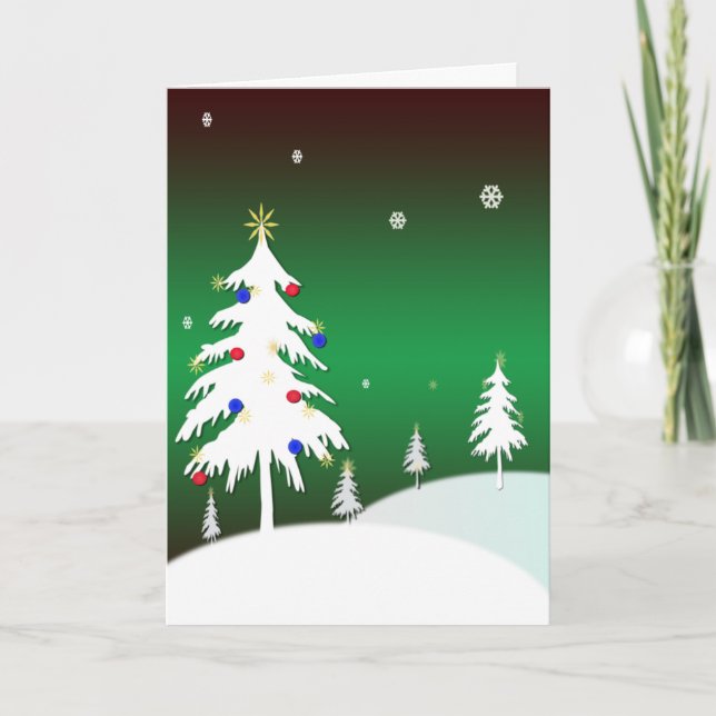 Árboles de navidad blancos con el fondo verde (Anverso)