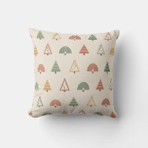 Árboles de Navidad Boho Almohada Terracota Verde S