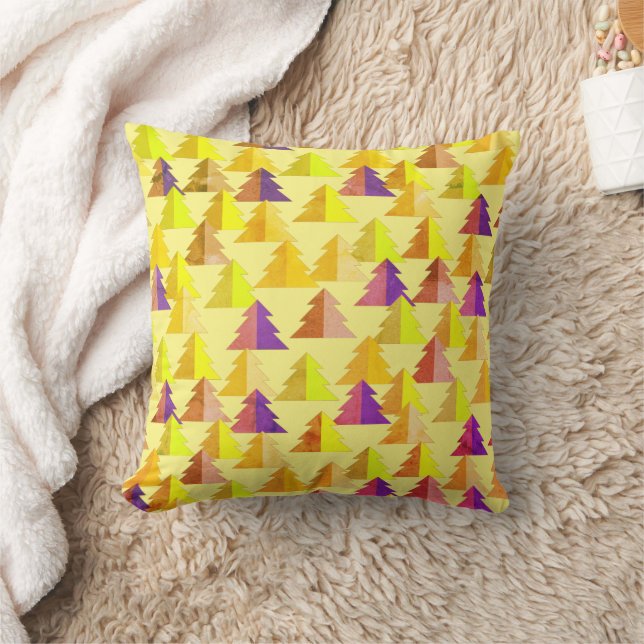 Árboles de Navidad Cojín decorativo amarillo (Manta)