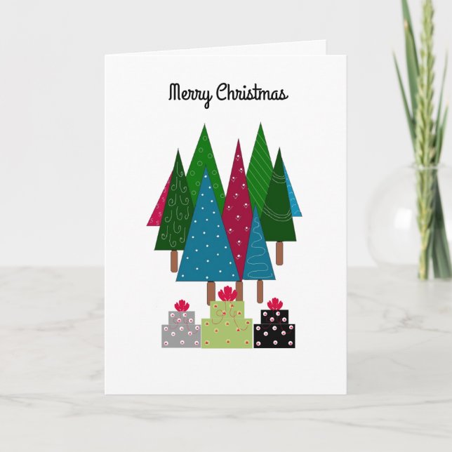 Árboles de Navidad coloridos con paquetes (Anverso)