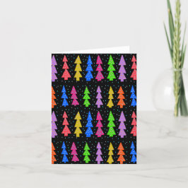 Árboles de Navidad Coloridos sobre Negro