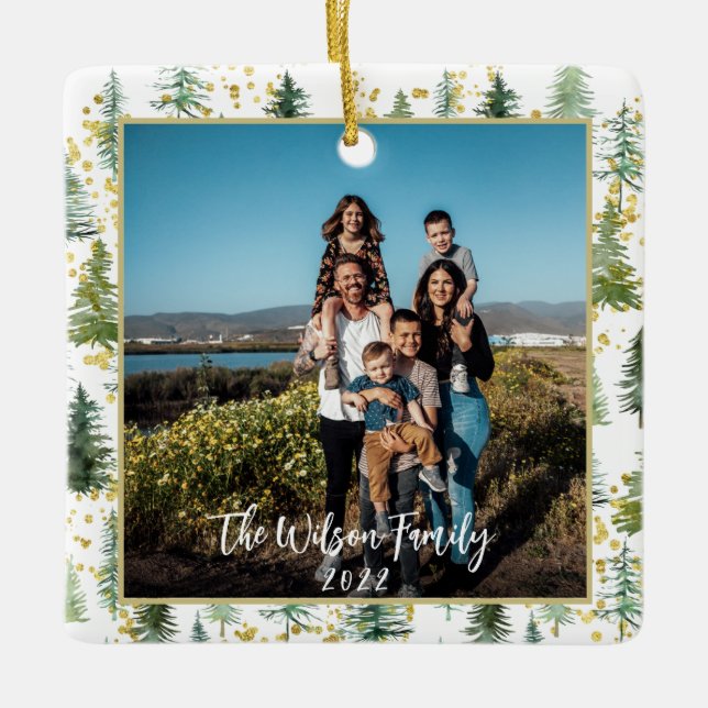 Árboles de Navidad con acentos de oro Ornamento ce (Anverso)