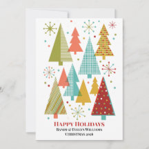 Árboles de Navidad con Patrones Retro de la Mitad