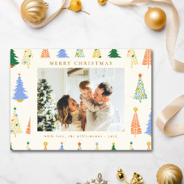 Árboles de Navidad cortos Boho Verde Rojo Dos Foto