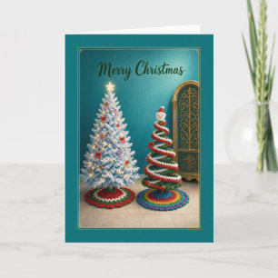 Árboles de Navidad de ganchillo en tarjeta de Navi