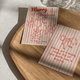Árboles de Navidad divertidos rojos dibujados a ma