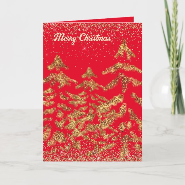 Árboles de Navidad dorados con chispa elegante (Anverso)