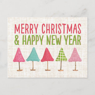 Árboles de Navidad elaborados, lino rosa rojo verd