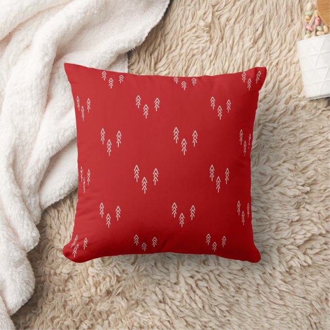 Árboles de Navidad en almohada lumbar roja y blanc (Manta)