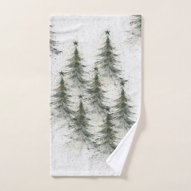Árboles de Navidad en el bosque (Toalla de mano)
