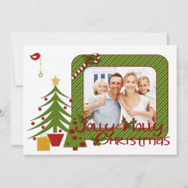 Árboles de Navidad endebles, pájaro, franjas, tarj