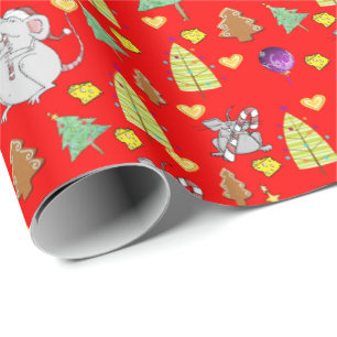 Árboles de Navidad envolver papel Ratón Queso rojo