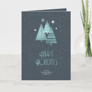 Árboles de Navidad Felices Fiestas Verde azuladas 