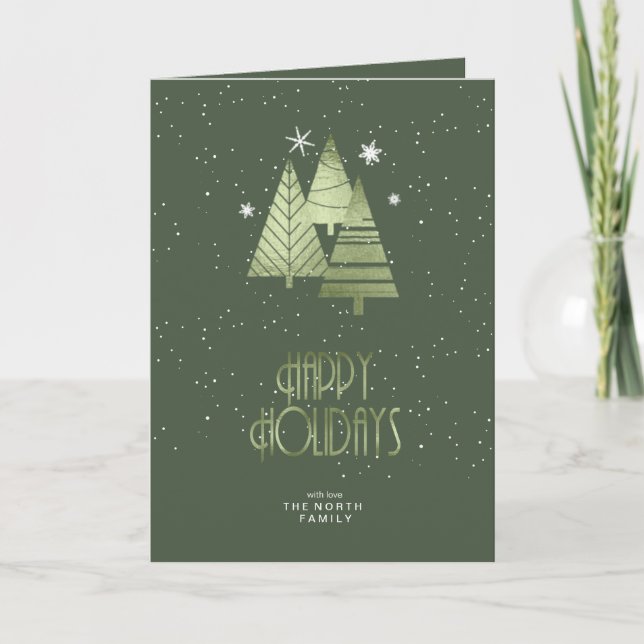 Árboles de Navidad Felices Fiestas Verdes ID863 (Anverso)