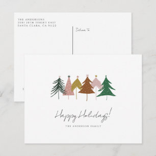Árboles de Navidad Festivos Minimalistas Tarjeta P
