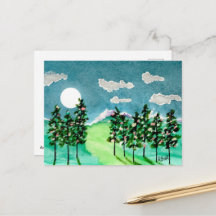 Árboles de Navidad iluminados por la luna