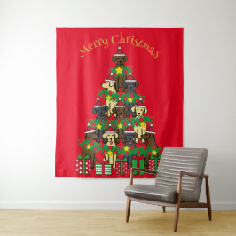 Árboles de Navidad Labradores Tapiz Rojo